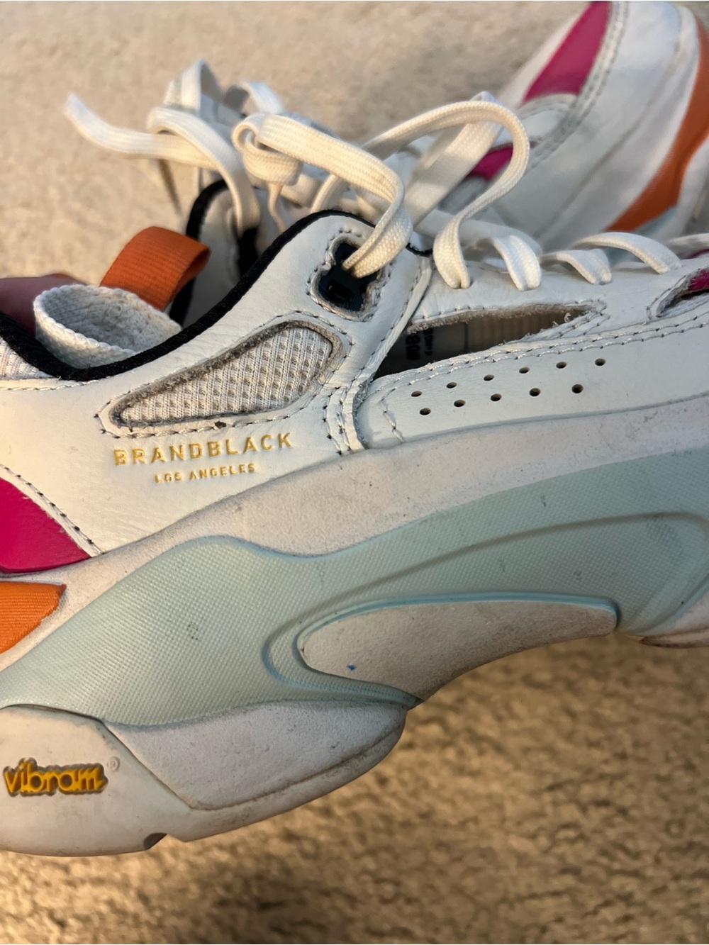 Brandblack White Multi Women's Chunky Sneaker with Orange & Mint Accents - Picture 4 of 7